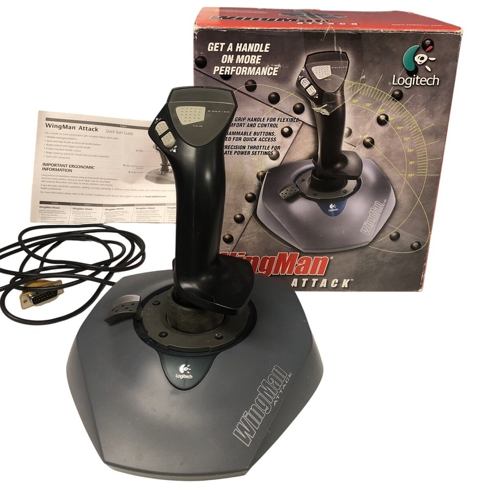 Logitech WingMan‎ Attack Flight Stick USB Gaming Controller with Box Manual
